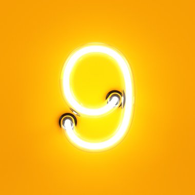 Neon ışık basamak alfabe karakteri 9 dokuz yazı tipi