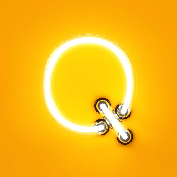 Неоновый свет шрифт алфавит символов Q — стоковое фото