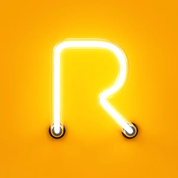 Neon light alphabet character R font — Stock Photo, Image