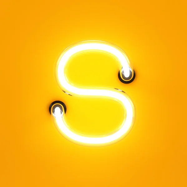 Neon light alphabet character S font — Stock Photo, Image