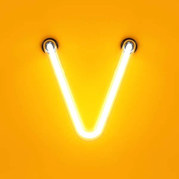 Neon ışık alfabe karakteri V yazı tipi — Stok fotoğraf