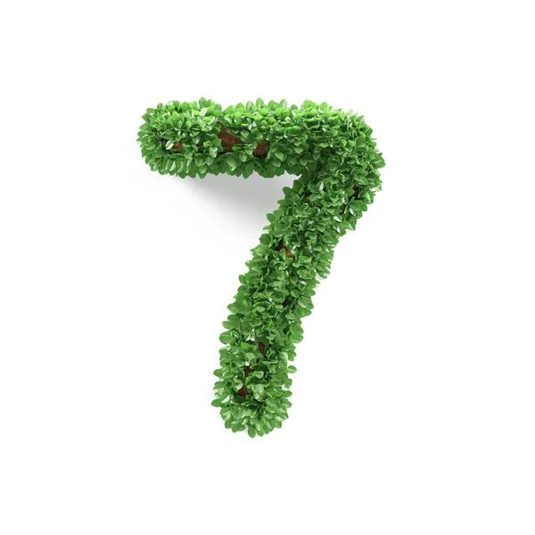 สีเขียวทิ้งตัวอักษร 7 7 ตัวเลขทางนิเวศวิทยาตัวอักษร — ภาพถ่ายสต็อก