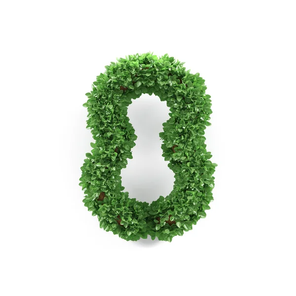 Grüne Blätter 8 acht Ökologie Ziffern Alphabet Schriftart — Stockfoto