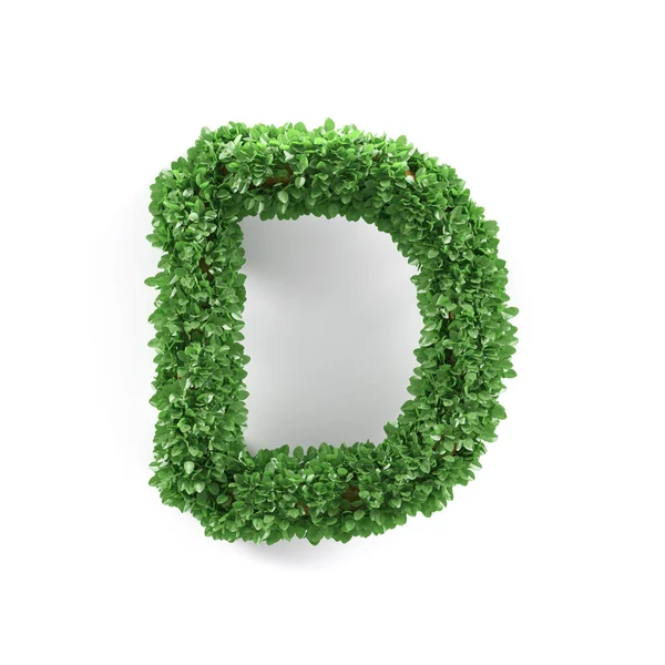 Grüne Blätter D Ökologie Buchstaben Alphabet Schriftart — Stockfoto