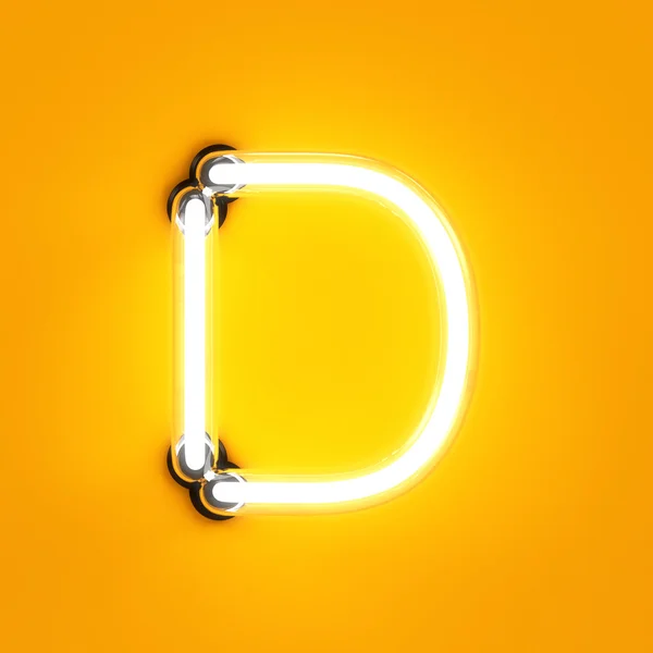 Φως νέον αλφάβητο χαρακτήρα D γραμματοσειράς — Φωτογραφία Αρχείου