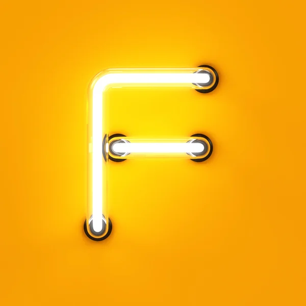 Neon light alphabet character F font — Stock Photo, Image