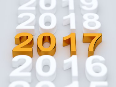 Altın 2017 yıl işareti. Yumuşak odak