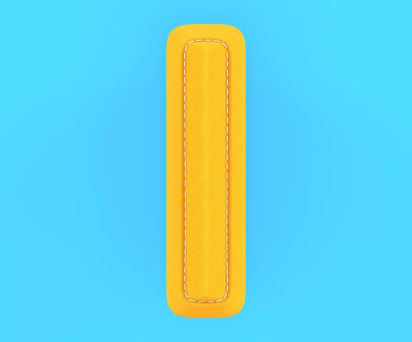Leather yellow texture letter I — Stock Photo, Image