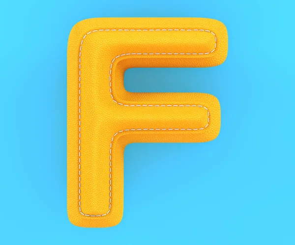 Leather yellow texture letter F — Stock Photo, Image