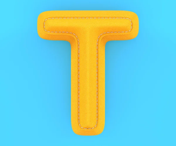 Leather yellow texture letter T — Stock Photo, Image