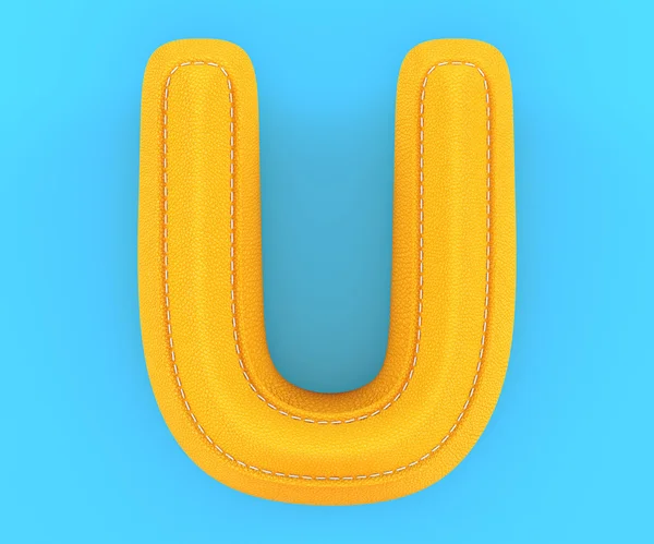 Leather yellow texture letter U — Stock Photo, Image