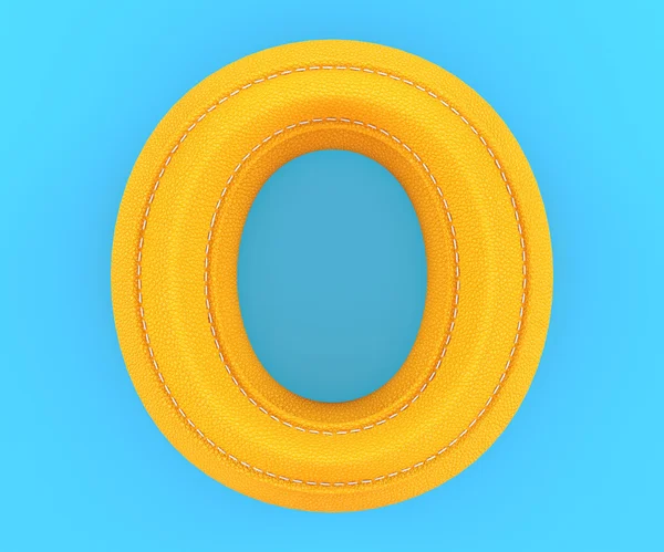 Leather yellow texture letter O — Stock Photo, Image
