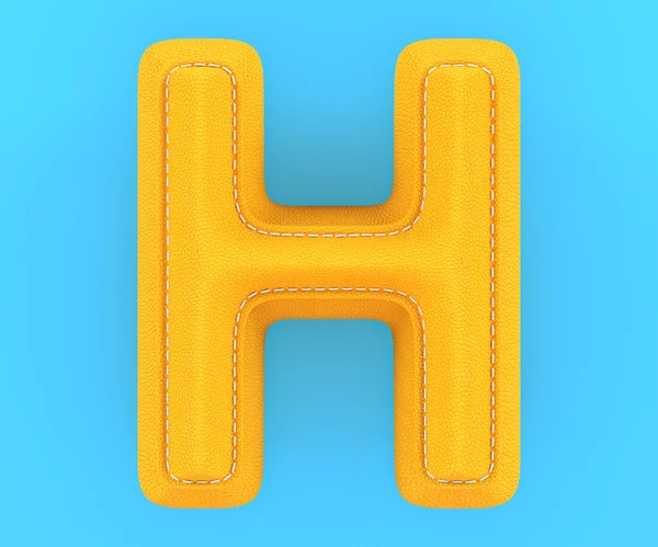 Leather yellow texture letter H — Stock Photo, Image