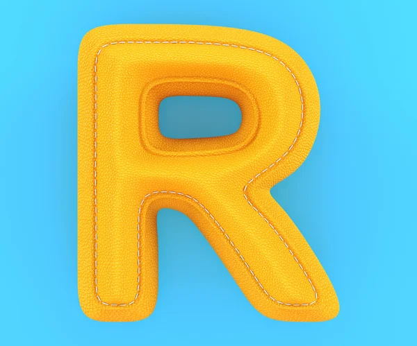 Leather yellow texture letter R — Stock Photo, Image