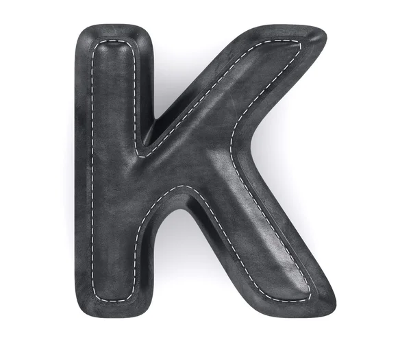 Black leather skin texture capital letter K — Stock Photo, Image