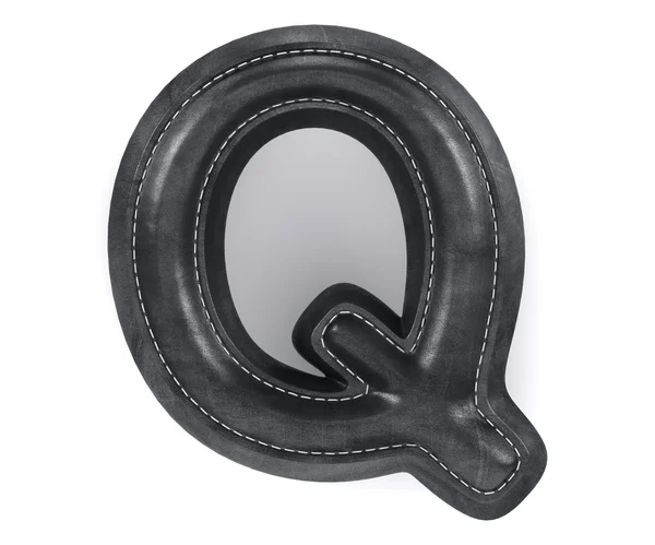 Black leather skin texture capital letter Q — Stock Photo, Image