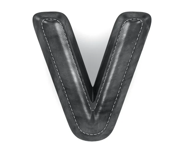 Black leather skin texture capital letter V — Φωτογραφία Αρχείου