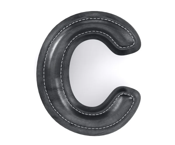 Black leather skin texture capital letter C — Stock Photo, Image