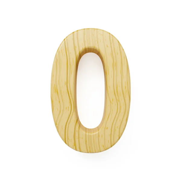Símbolo zero de dígito de madeira - 0 — Fotografia de Stock