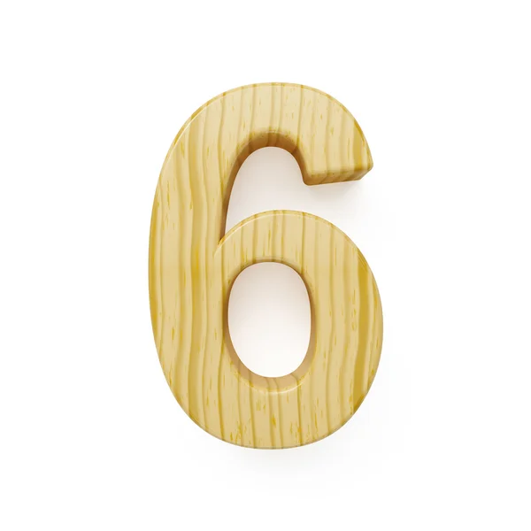 Símbolo de seis dígitos de madeira - 6 — Fotografia de Stock