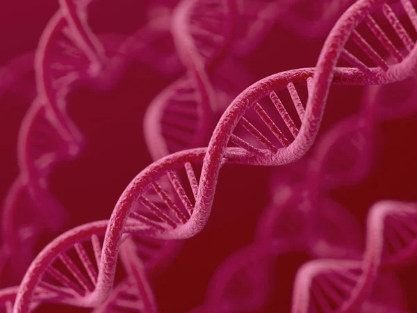 DNA sobre fundo vermelho — Fotografia de Stock