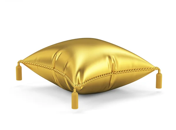 Travesseiro dourado isolado no fundo branco — Fotografia de Stock