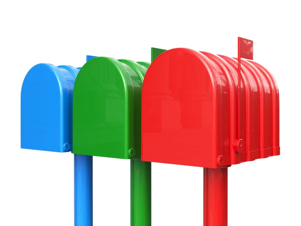Kolorowy zestaw zamknięte skrzynki pocztowej na białym tle — Zdjęcie stockowe