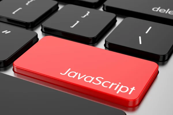 Botão vermelho Enter com linguagem de código de máquina Javascript — Fotografia de Stock