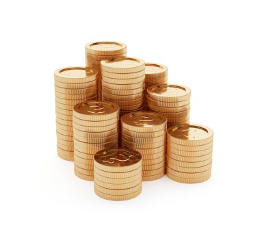 izole altın sikke yığını