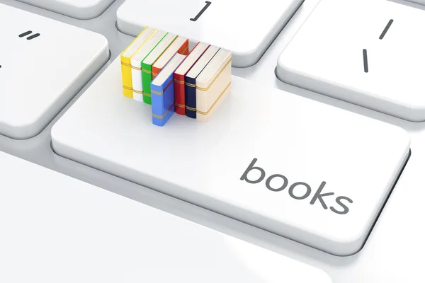 Libros sobre el teclado del ordenador. Concepto de educación — Foto de Stock