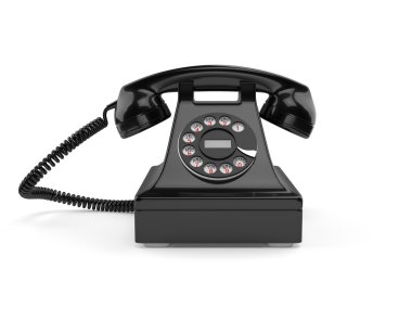 Beyaz arka plan üzerinde izole siyah eski moda klasik telefon