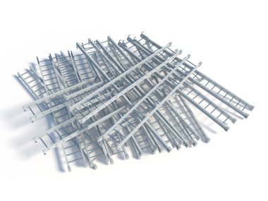 Beyaz metal merdiven yığın yalan