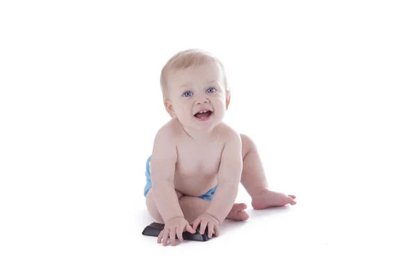 Baby in cloth diaper — Stock Photo, Image