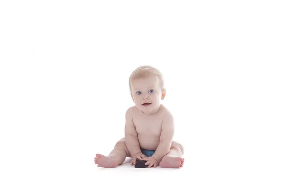 Baby in cloth diaper — Stock Photo, Image