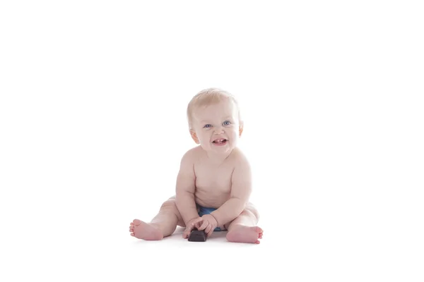 Bebê em fralda de pano — Fotografia de Stock