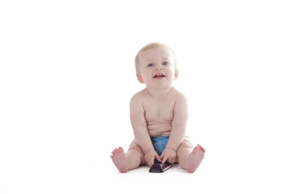 Baby in cloth diaper — Stock Photo, Image