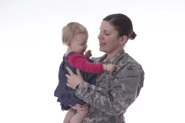 Us military mother with her baby — Stock Photo, Image