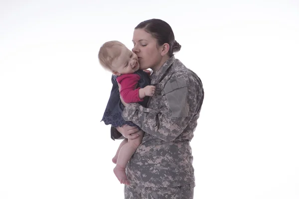 Us military mother with her baby — Stock Photo, Image