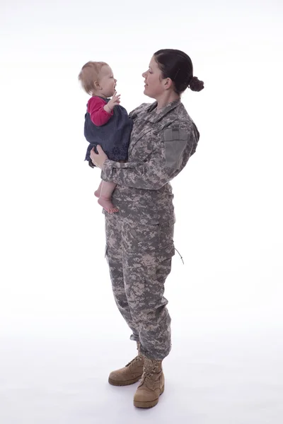 Us military mother with her baby — Stock Photo, Image