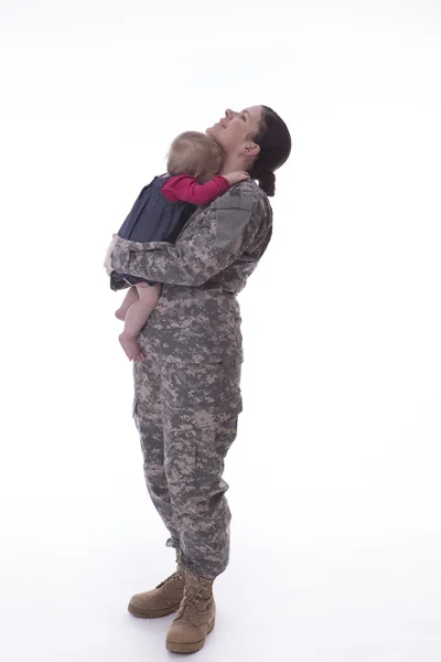 Us military mother with her baby — Stock Photo, Image