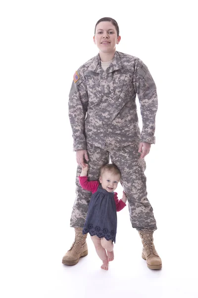 Us military mother with her baby — Stock Photo, Image