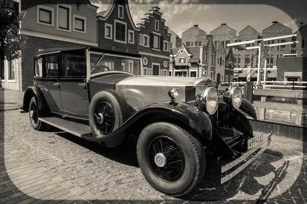 Viejo Coche Vintage Con Color Blanco Negro — Foto de Stock