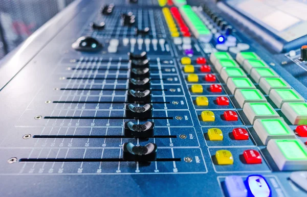 Audio sound mixer with buttons and sliders — Stock Photo, Image