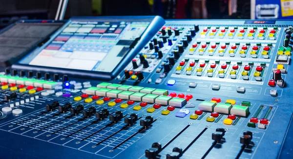 Audio sound mixer with buttons and sliders — Stock Photo, Image