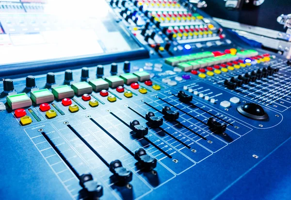 Audio sound mixer with buttons and sliders — Stock Photo, Image