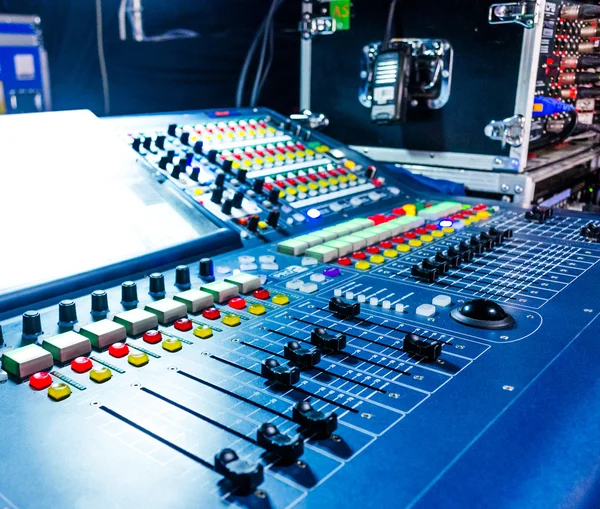 Audio sound mixer with buttons and sliders — Stock Photo, Image