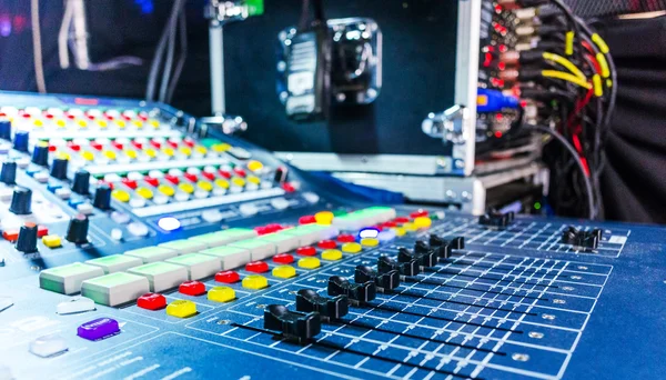 Audio sound mixer with buttons and sliders — Stock Photo, Image