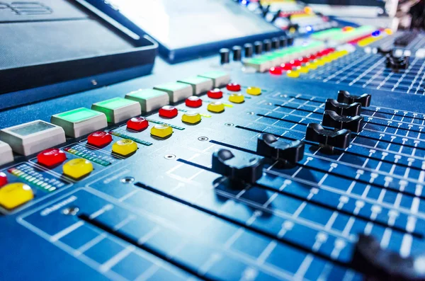 Audio sound mixer with buttons and sliders — Stock Photo, Image