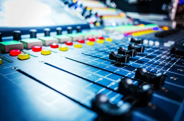 Audio sound mixer with buttons and sliders — Stock Photo, Image