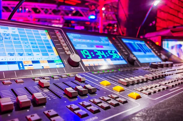 Audio sound mixer with buttons and sliders — Stock Photo, Image